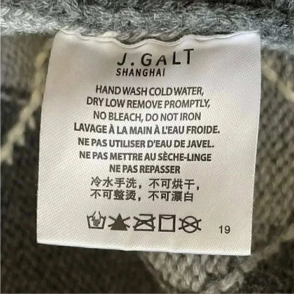 John Galt California Cotton Blend Grey Argyle Golf Long Sleeves Men’s Sweater M